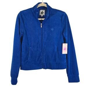 R Juicy by Juicy Couture Juicy Blue Splash Tracksuit Jacket NWT M French Terry